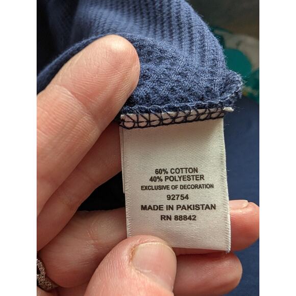 Woman Within Navy Thermal Waffle Floral Embroidered Tunic Top Sz 4X - Picture 7 of 8